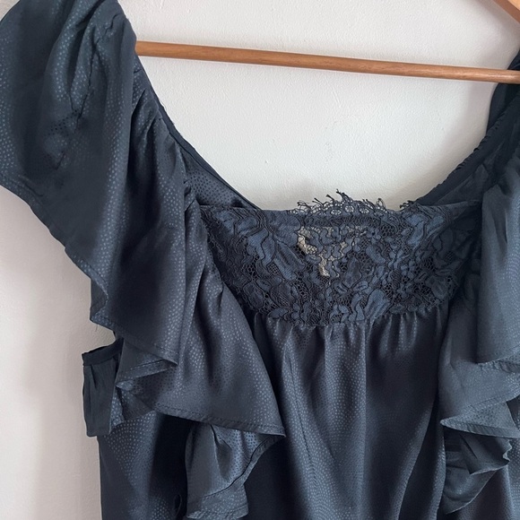 Anthropologie Navy Lace Ruffle Blouse - Picture 9 of 9